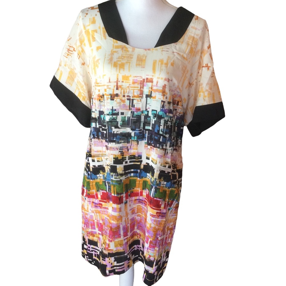 Donna Morgan Wearable Art Silk Shift Dress Size 8